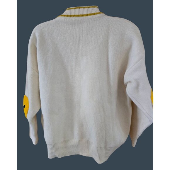 En Crème M/L Womens Cardigan With Smiley Patch & Yellow Stripe Details emoji - Picture 2 of 9